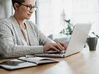 Woman working on laptop